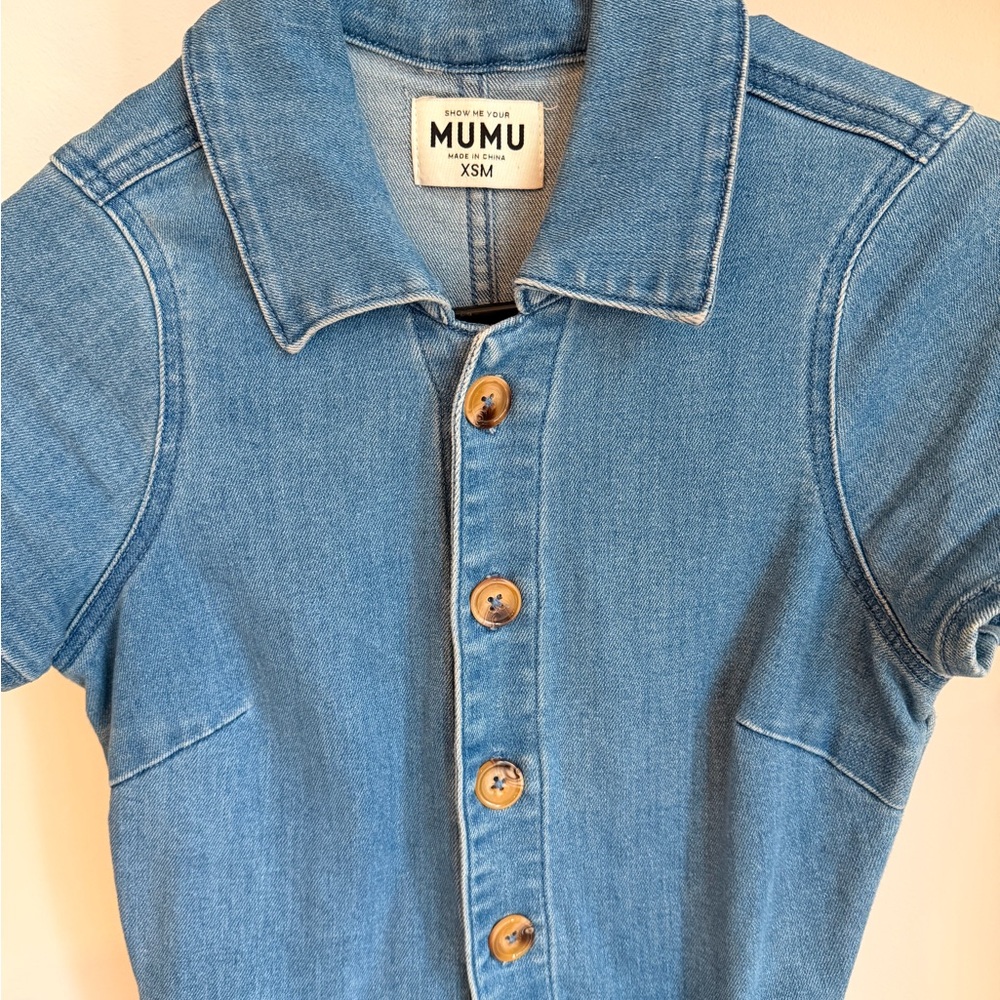 Show Me Your MuMu Denim Jumpsuit - Blue